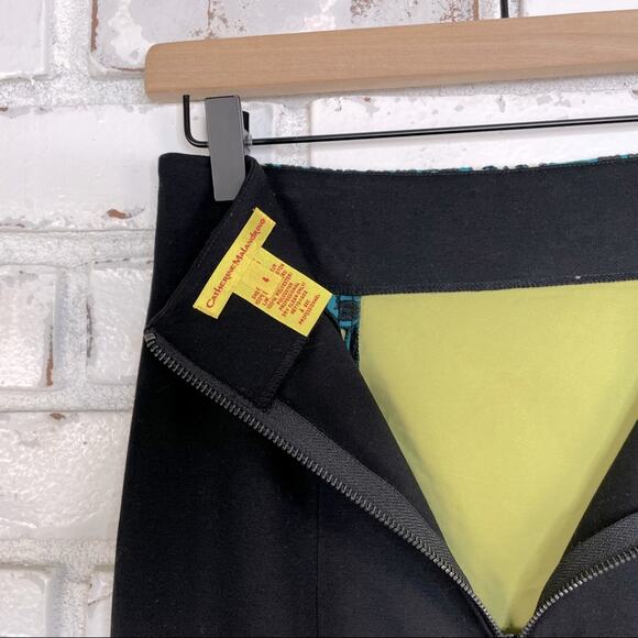 Catherine Malandrino Lime Green & Teal Blue Embroidered Layered Pencil Skirt - Picture 5 of 5